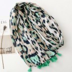 European and American green leopard print women's silk scarf