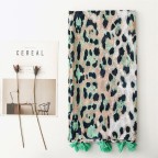 European and American green leopard print women's silk scarf