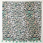 European and American green leopard print women's silk scarf