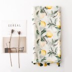 Yellow-green lemon print long silk scarf