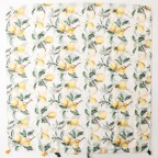 Yellow-green lemon print long silk scarf