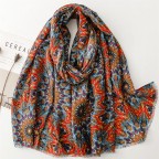 Retro soft colorful printed silk scarf
