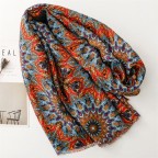 Retro soft colorful printed silk scarf