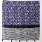 Blue Cherry Leaf Print Long Scarf for Women