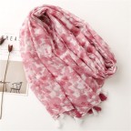 Balinese Print Long Silk Polyester Shawl