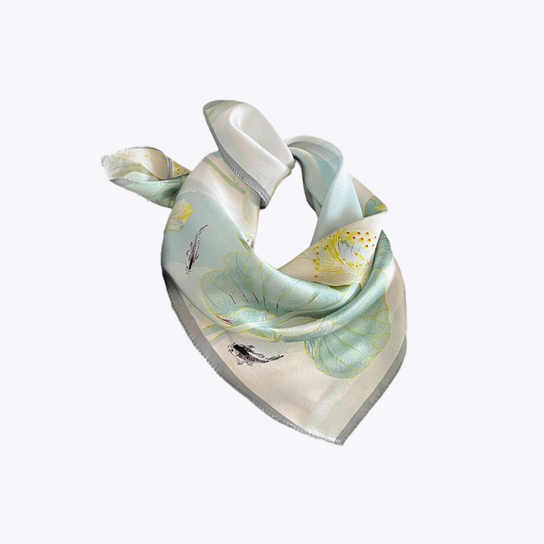 Summer Lotus Retro Print Small Square Scarf