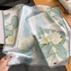 Summer Lotus Retro Print Small Square Scarf