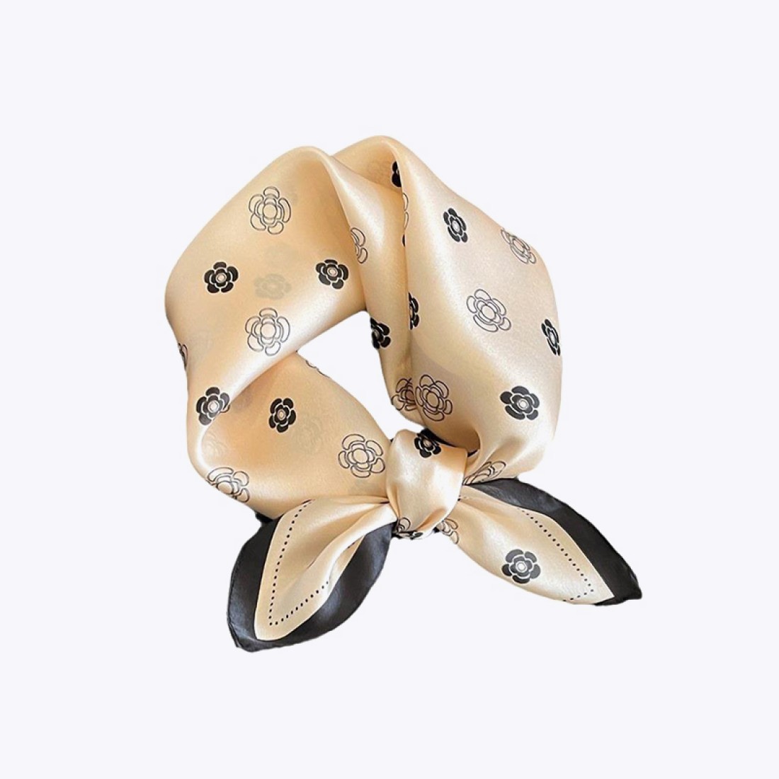 Printed multifunctional short silk headscarf