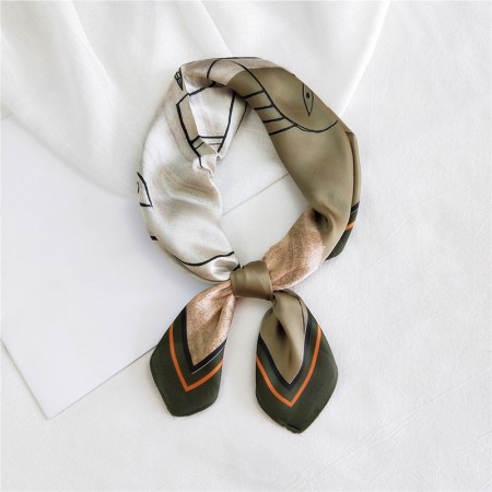 Geometric women's silk square satin headscarf
