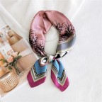 Geometric women's silk square satin headscarf