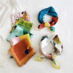 Cute cat cartoon landscape print scarf