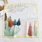 Cute cat cartoon landscape print scarf