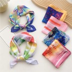 Geometric gradient colorful square scarf