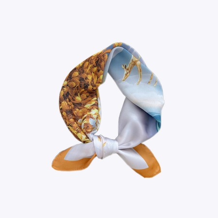 Floral Geometric Women's Square Satin Scarf