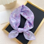 Floral Geometric Women's Square Satin Scarf