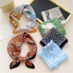 Floral Geometric Women's Square Satin Scarf