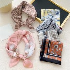 Floral Geometric Women's Square Satin Scarf