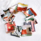 Polka dot and stripe satin scarf