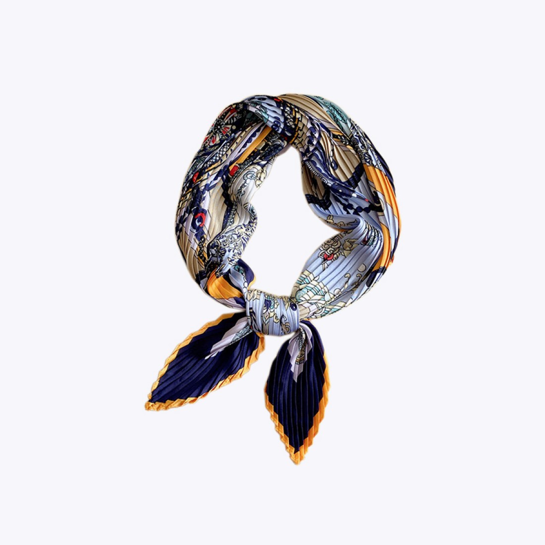 Pleated Print Fashion Square Neck Scarf