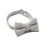 Luxe Silver Grey Wool Herringbone Bow Tie
