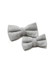 Luxe Silver Grey Wool Herringbone Bow Tie