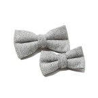 Luxe Silver Grey Wool Herringbone Bow Tie