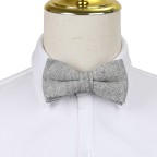 Luxe Silver Grey Wool Herringbone Bow Tie