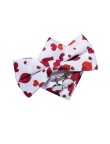 Red and white heart printed silk bow tie