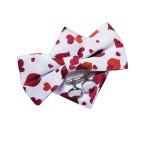 Red and white heart printed silk bow tie