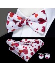Red and white heart printed silk bow tie