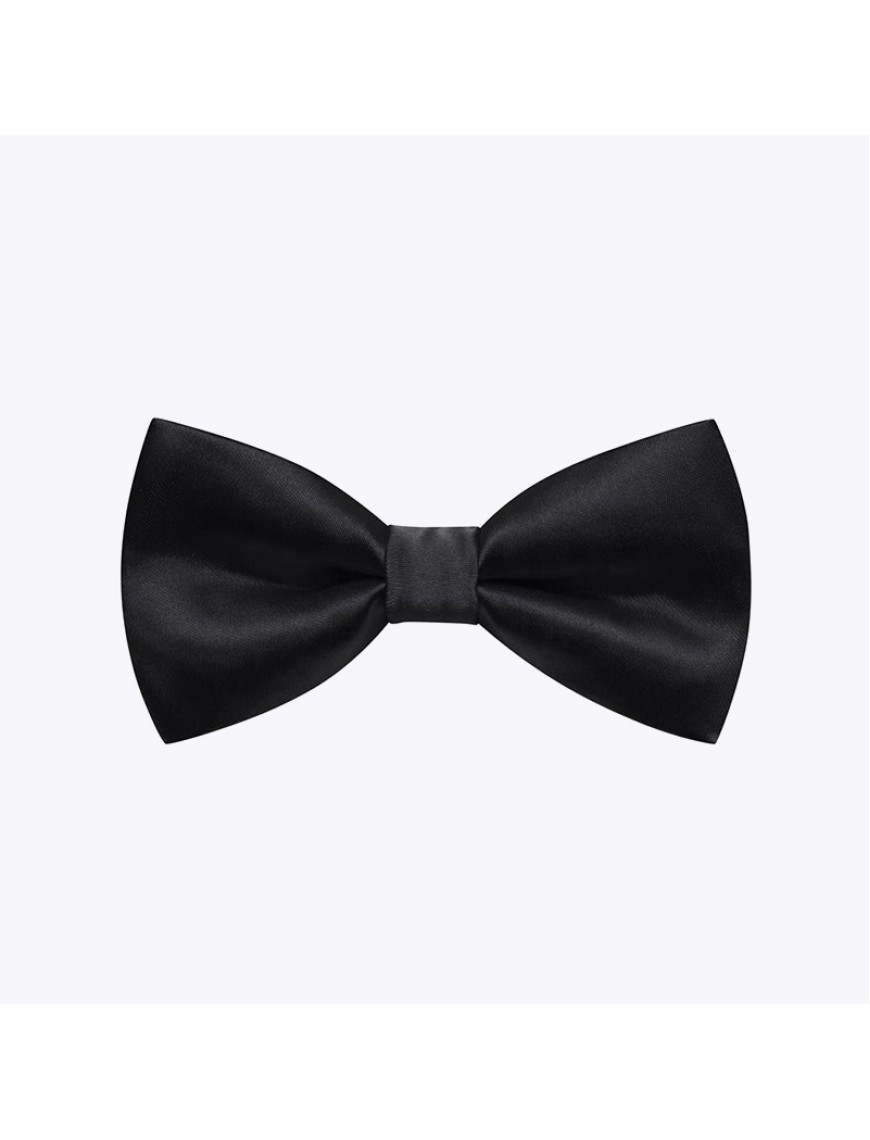 Luxury Men's Formal Black Satin Silk Bow Tie