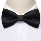 Luxury Men's Formal Black Satin Silk Bow Tie