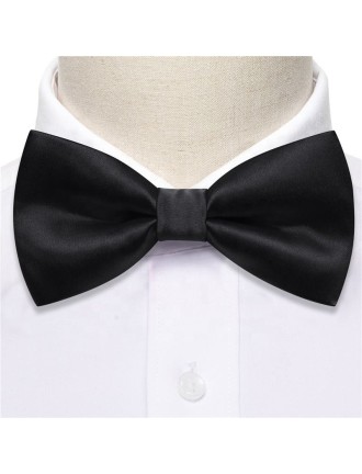 Luxury Men's Formal Black Satin Silk Bow Tie