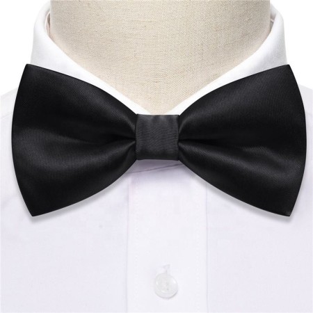 Luxury Men's Formal Black Satin Silk Bow Tie