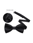 Luxury Men's Formal Black Satin Silk Bow Tie