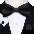 Luxury Men's Formal Black Satin Silk Bow Tie