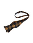 Men's Black and Gold Check Silk Pre-Tied Bow Tie