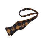Men's Black and Gold Check Silk Pre-Tied Bow Tie