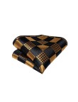 Men's Black and Gold Check Silk Pre-Tied Bow Tie