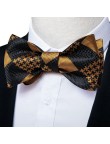 Men's Black and Gold Check Silk Pre-Tied Bow Tie