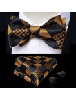 Men's Black and Gold Check Silk Pre-Tied Bow Tie