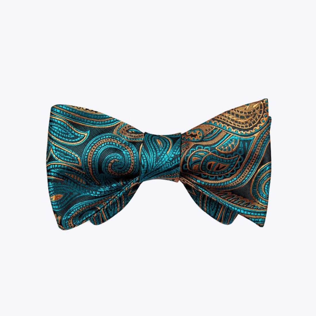 Blue-Green Floral Silk Men's Bow Tie