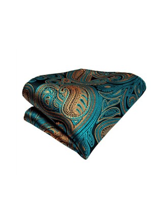 Blue-Green Floral Silk Men's Bow Tie