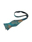 Blue-Green Floral Silk Men's Bow Tie