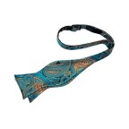 Blue-Green Floral Silk Men's Bow Tie
