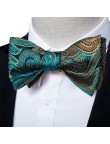 Blue-Green Floral Silk Men's Bow Tie