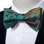 Blue-Green Floral Silk Men's Bow Tie