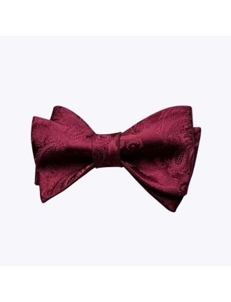 Red Embroidered Silk Men's Self-Tie Bow Tie