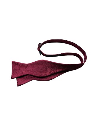 Red Embroidered Silk Men's Self-Tie Bow Tie