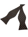 Black and gold striped silk self-tie bow tie